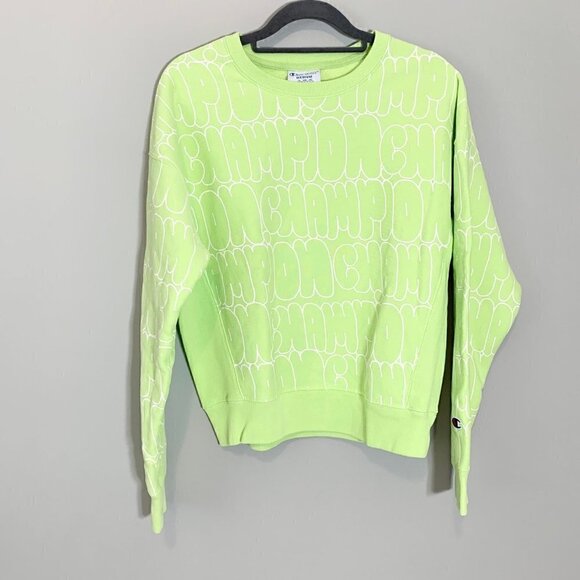Champion reverse weave lime all over bubble logo print pullover sweatshirt - Picture 2 of 9
